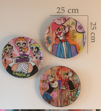 Classic Toons 8| 10" Metal Wall Hanging Plates with Pre-Attached Hooks (Set of 3)