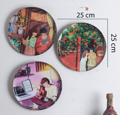 Everyday Romance 4| 10" Metal Wall Hanging Plates with Pre-Attached Hooks (Set of 3)
