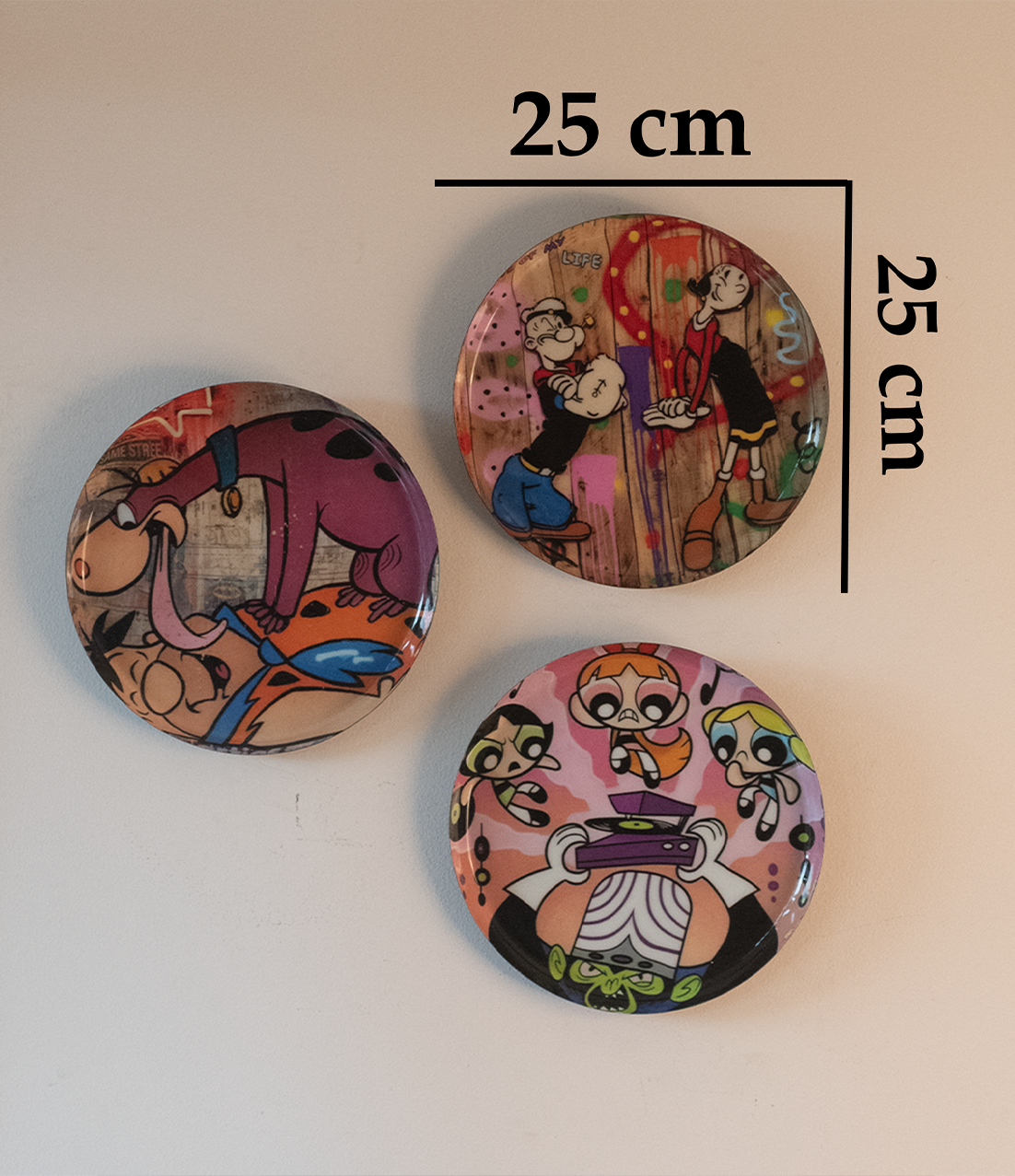 Classic Toons 1| 10" Metal Wall Hanging Plates with Pre-Attached Hooks (Set of 3)