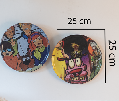 Classic Toons 4| 10" Metal Wall Hanging Plates with Pre-Attached Hooks (Set of 2)