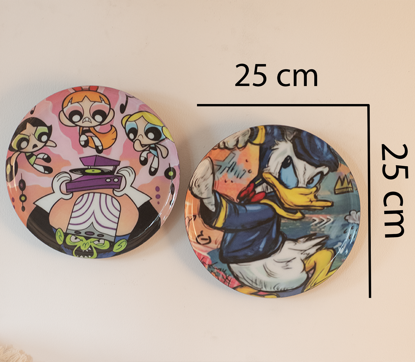 Classic Toons 2| 10" Metal Wall Hanging Plates with Pre-Attached Hooks (Set of 2)