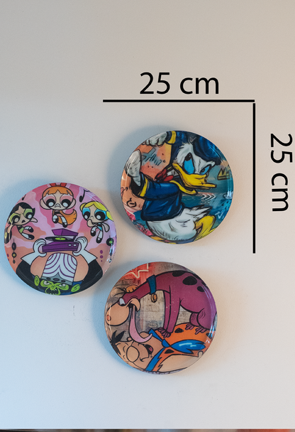 Classic Toons 2| 10" Metal Wall Hanging Plates with Pre-Attached Hooks (Set of 3)