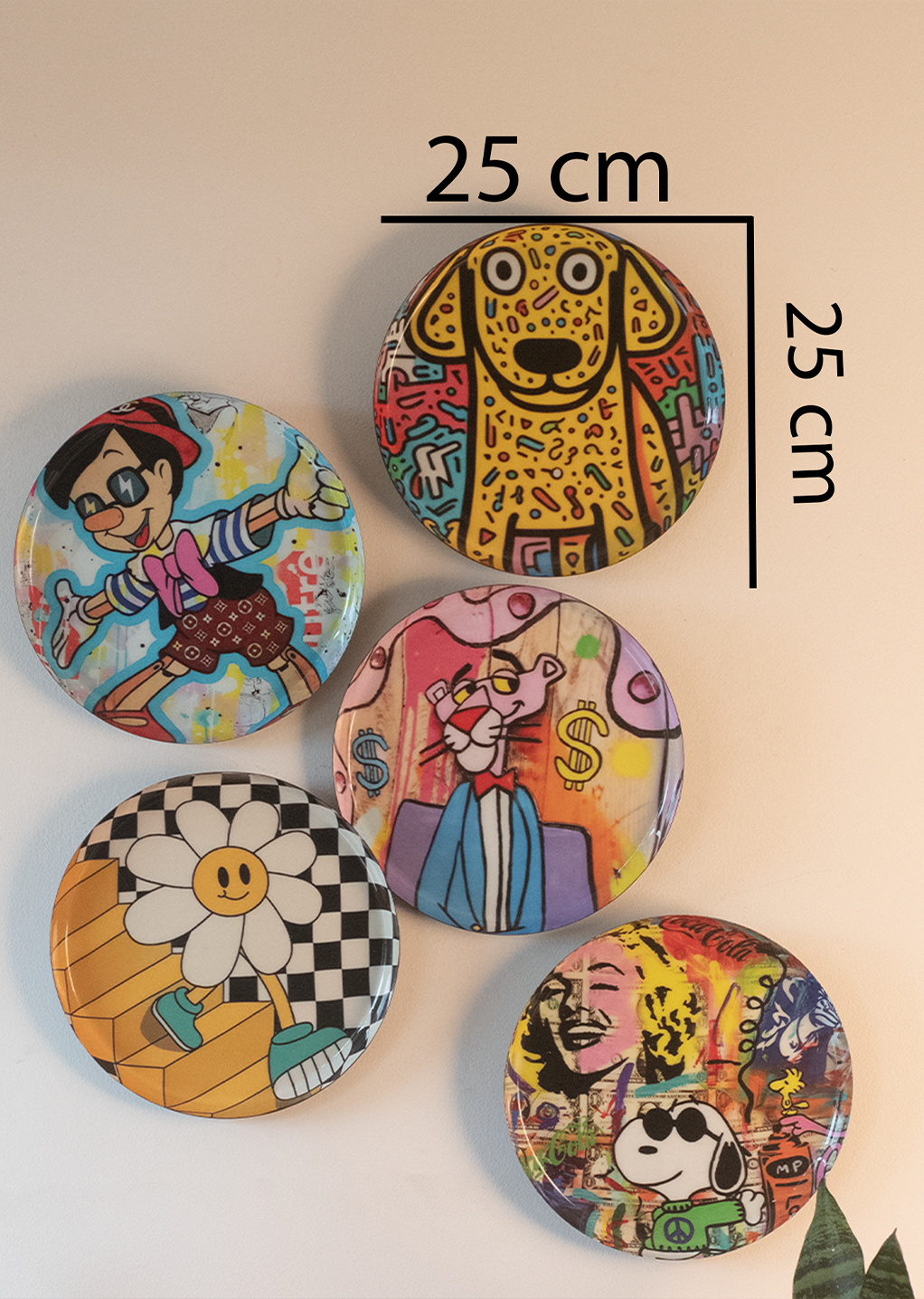 Classic Toons 3 | 10" Metal Wall Hanging Plates with Pre-Attached Hooks (Set of 5)
