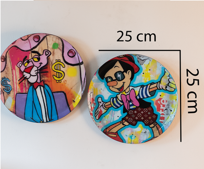 Classic Toons 5| 10" Metal Wall Hanging Plates with Pre-Attached Hooks (Set of 2)