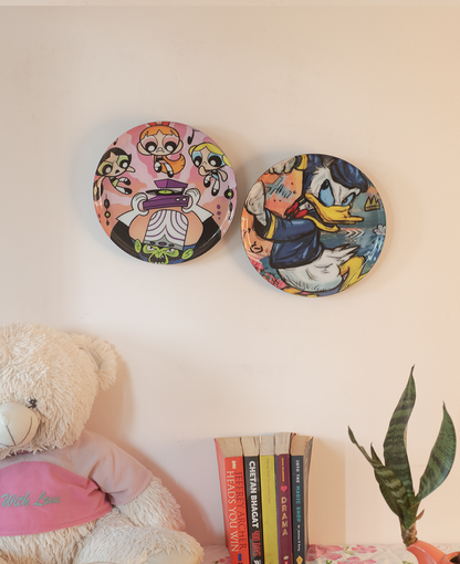 Classic Toons 2| 10" Metal Wall Hanging Plates with Pre-Attached Hooks (Set of 2)