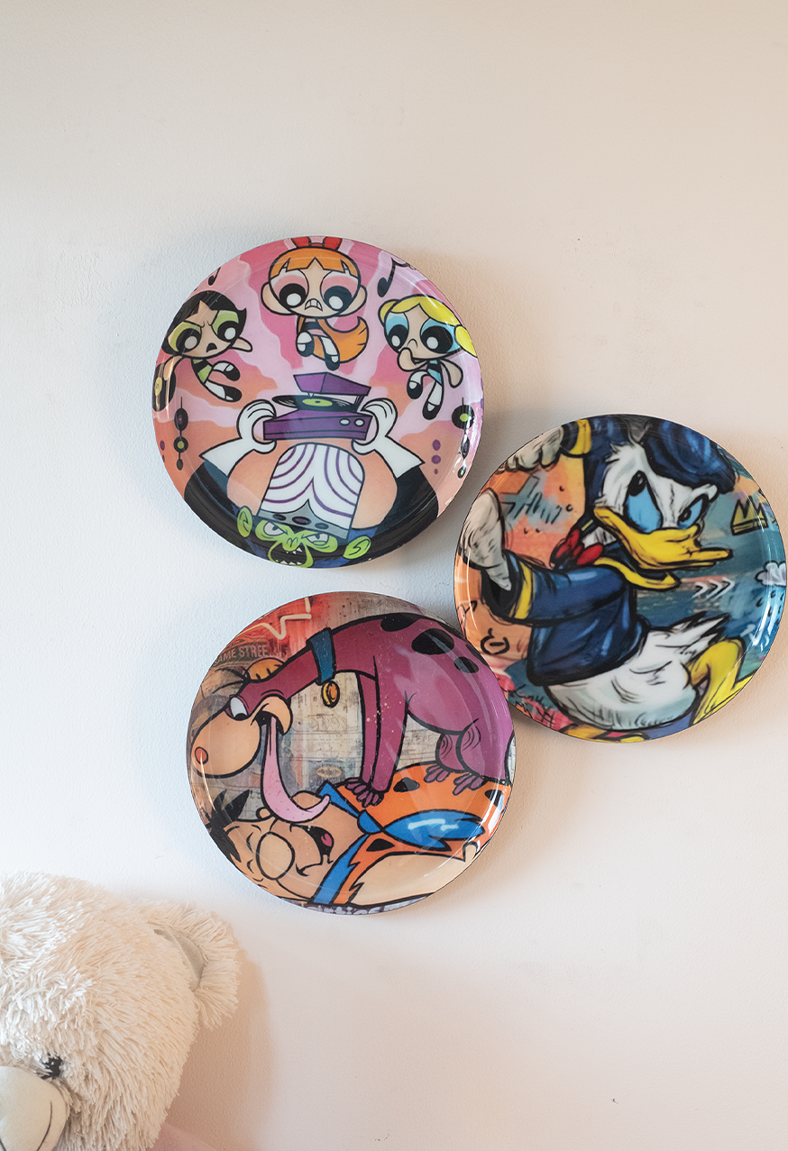 Classic Toons 2| 10" Metal Wall Hanging Plates with Pre-Attached Hooks (Set of 3)