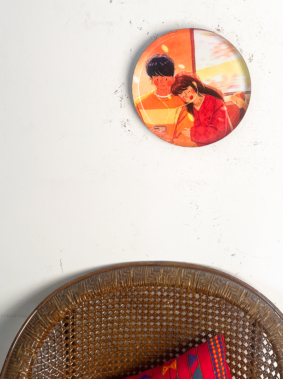 Everyday Romance 2| 10" Metal Wall Hanging Plates with Pre-Attached Hooks (Set of 1)