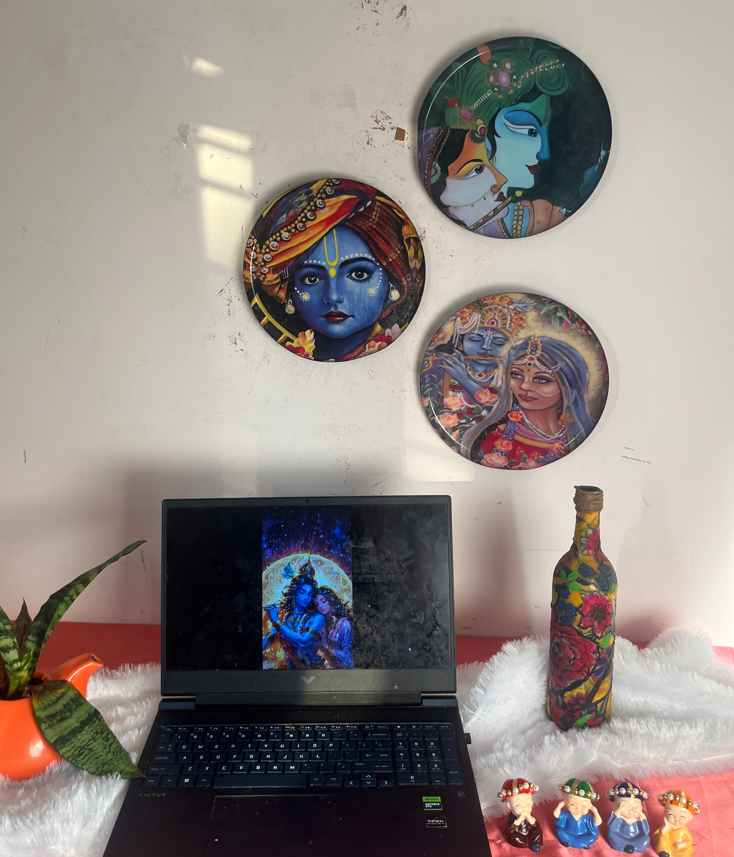 Radha Krishna Kathayein | Vrindavan Reverie| Wall Décor Plates | 10" (Set of 3)