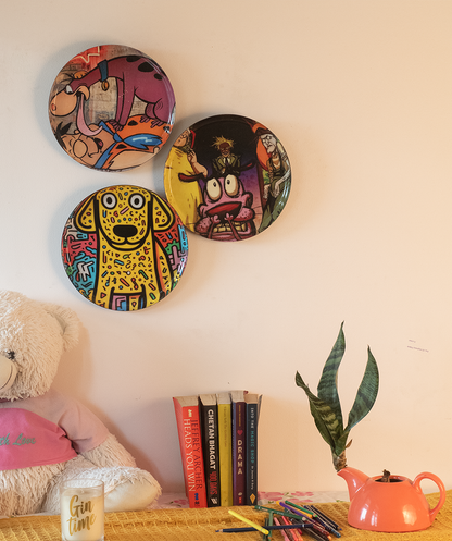 Classic Toons 9| 10" Metal Wall Hanging Plates with Pre-Attached Hooks (Set of 3)