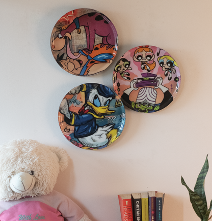 Classic Toons 7| 10" Metal Wall Hanging Plates with Pre-Attached Hooks (Set of 3)