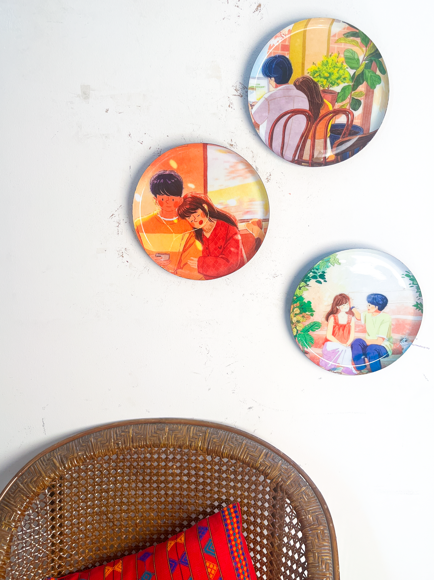 Everyday Romance 6| 10" Metal Wall Hanging Plates with Pre-Attached Hooks (Set of 3)