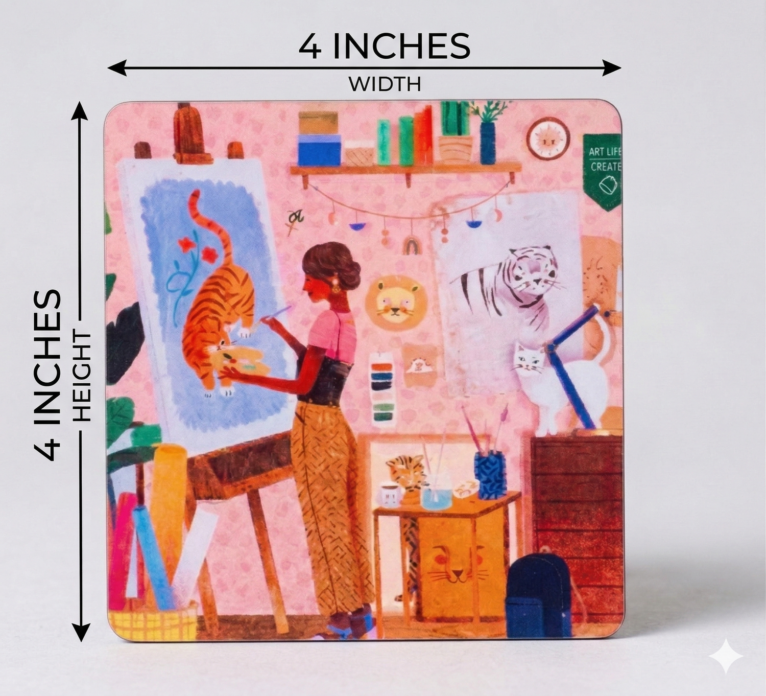 Katha Plates Wall Art • Multicolor • 4″×4″ (Set of 1) • MDF • Ready-to-Hang Walll Décor for Home, Hotel, Café & Office