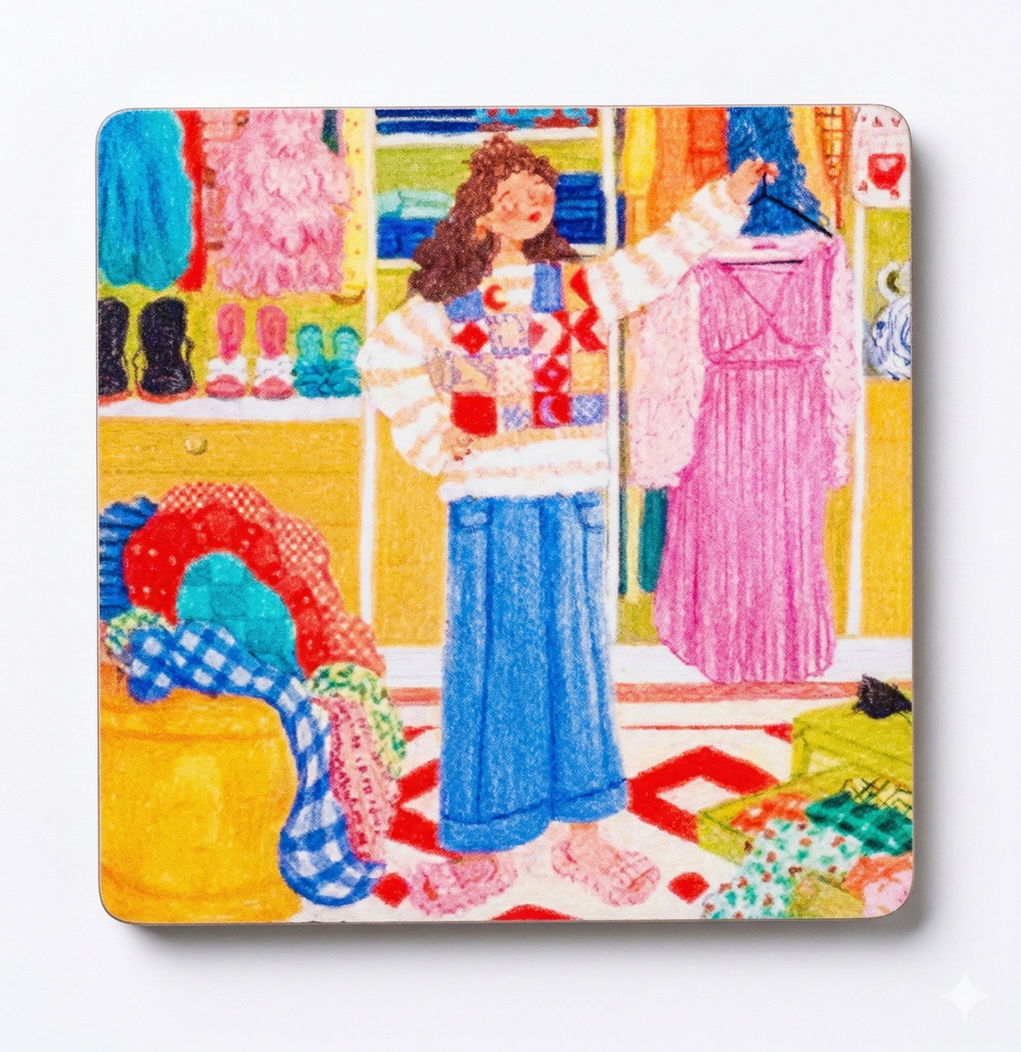 Katha Plates Wall Art • Multicolor • 4″×4″ (Set of 1) • MDF • Ready-to-Hang Walll Décor for Home, Hotel, Café & Office